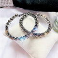 Fashion Alloy Post 5.5cm Big Circle Shiny CZ Crystal Hoop Earrings Rhinestone Circle Hoop Earrings