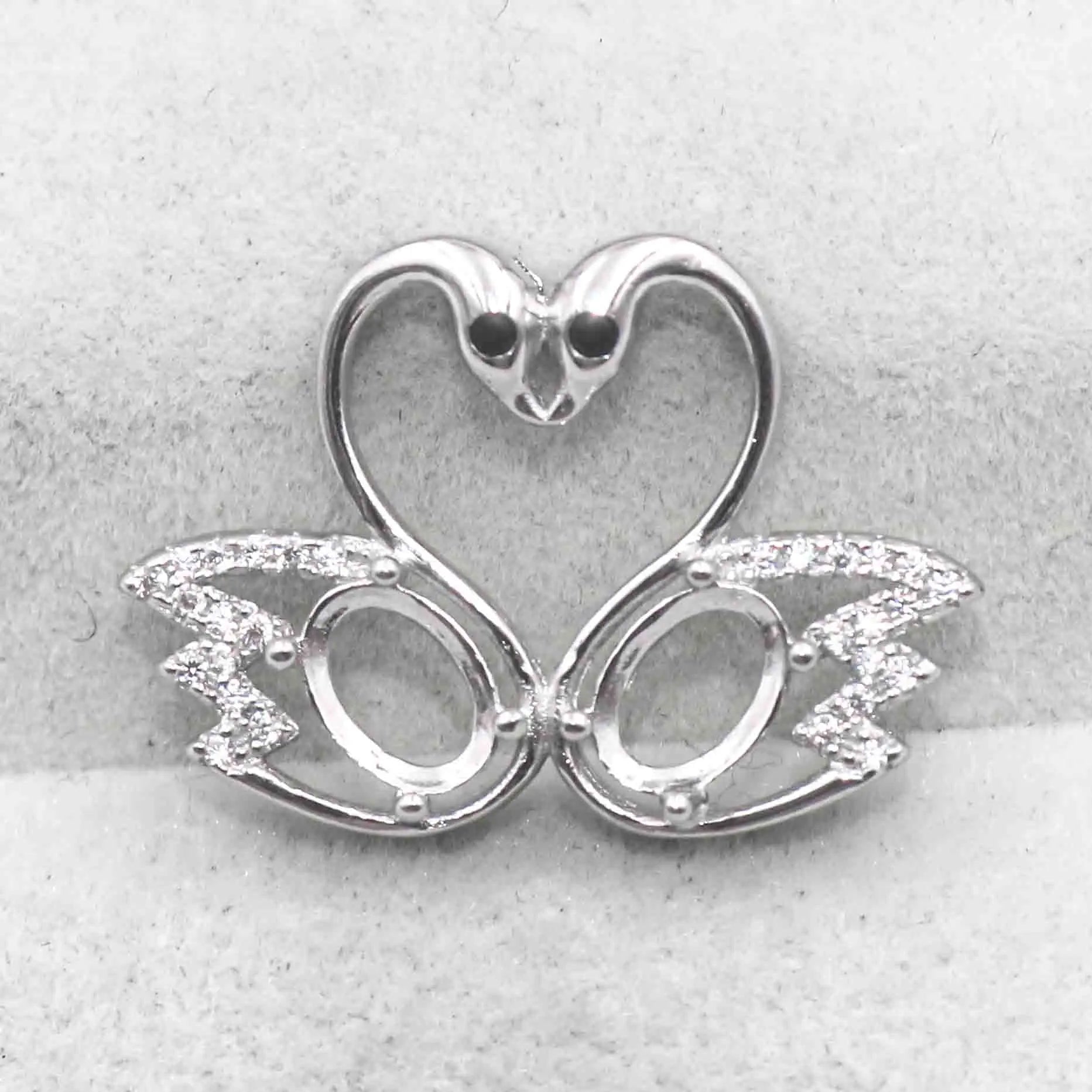 Sterling Silver 5*7/6*8/8*10mm Semi Mount Pendant Empty Frame Blank Support Setting S925 Base Without Center Stone for DIY Inlay