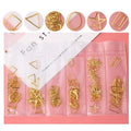 Customs logo Metal Sticker Nail Stone Fruit Shell Star Heart Bow Shape Nail Decoration 3D Luxury Gold Charms Bag Packing