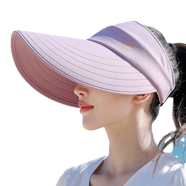 New Sunshade Fashion Sun Hat Women UV Protection Sun Visor Hat Large Brim Empty Top Hat Visor Cap