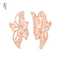 FJ Fallon Fashion Jewelry Rose Gold Clip-On Earrings Butterfly Filigree with Center Stone Non-Pierced  Brass Based