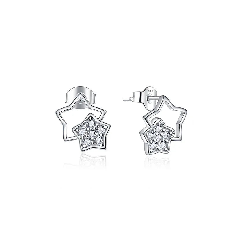 Luxury Cz Stone Jewelry Silver 925 Sterling Silver Resin Ashes Earrings Stars Silver Rhodium Plated