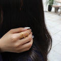 Chris April in Stock Fashion Jewelry 316L Stainless Steel PVD Gold Plated Retro Design Small Circle Finger Ring