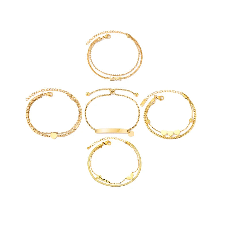 VKME Valentine Day Stainless Steel Love Letter Heart Bracelet for Gift Wholesale