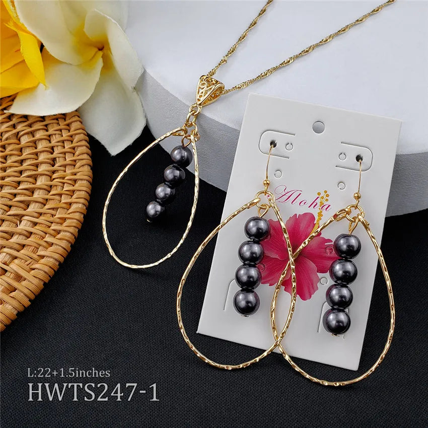 Wholesale Hawaiian Jewelry Pearl Set for Women Fashion Jewelry Party