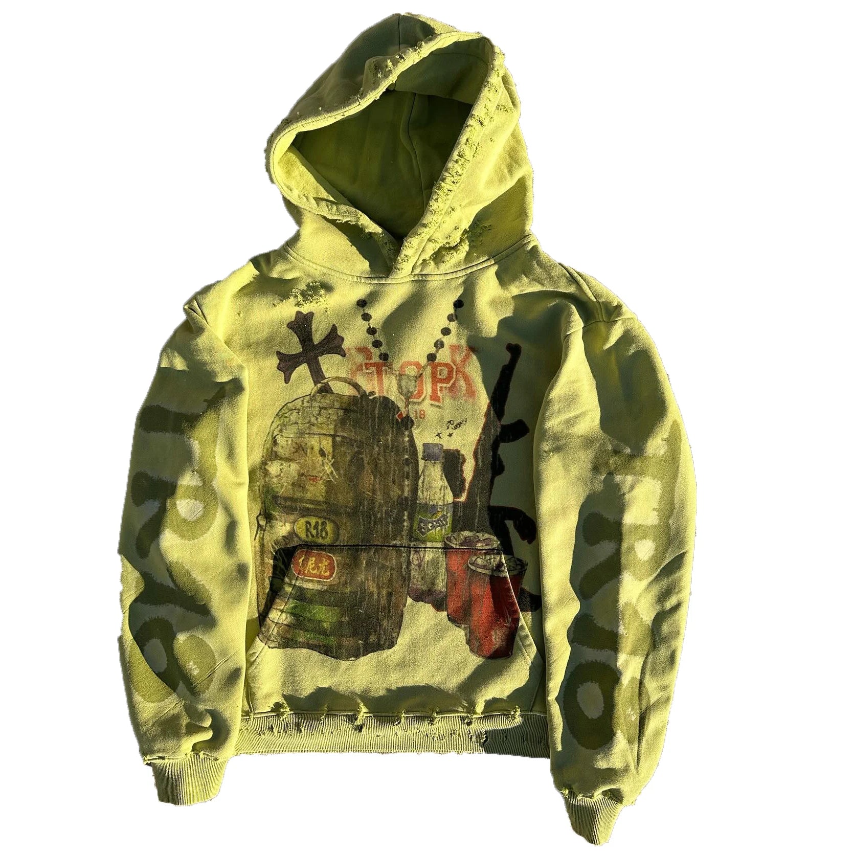100% Cotton Custom Logo Men's Pullover Hoodie Distressed Vintage Oversized Sweatshirt Thick Fleece Terry No String DTG Printing