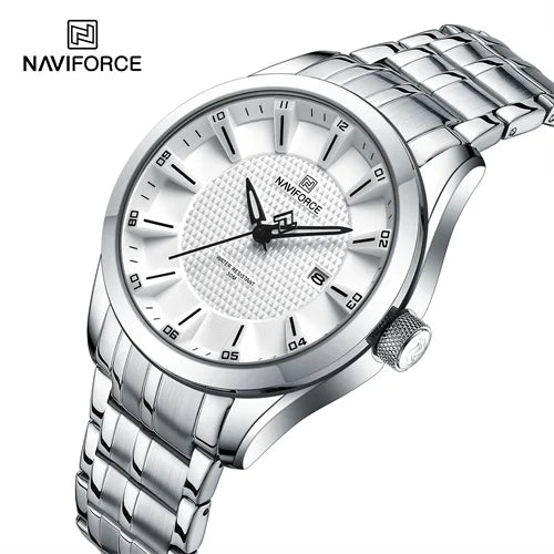 NAVIFORCE 8032 SW Factory Wholesale Cheap Quartz Watches for Men Stainless Steel Band Big Dial Silver Luminous Hands Male Clock