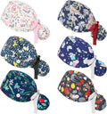 Adjustable Working Caps with Button & Sweatband Elastic Bandage Tie Back Hats for Women