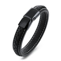 All-match Cowhide Leather Bracelet Fashion Simple  White Stitching Genuine Leather Plain Bracelets Bangle for Men