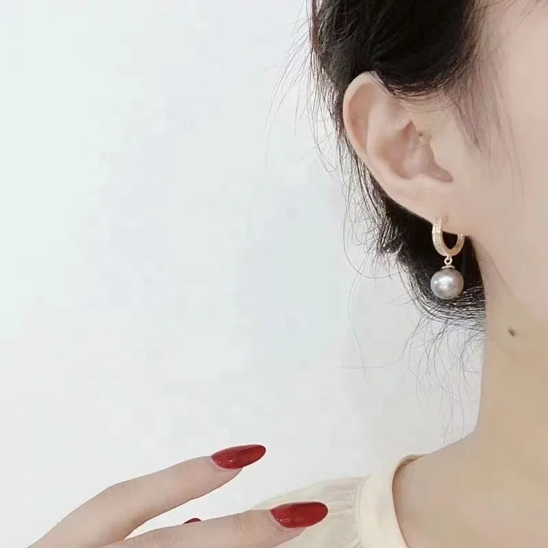 E941 9-10mm DIY Natural  Freshwater Pearl Charm Earrings Mounting Accessory 925 Sterling Silver Gold Plated  Jewelry for Women