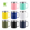 Insulated Coffee Mug Tumbler Double Wall Vacuum Tumbler Cup Stainless Steel with Handle 12 Oz Minimalist Mugs Tritan Material