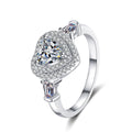 Original Luxury Designer 925 Silver Wedding Engagement Statement Diamond Ring love Heart Cut Moissanite Ring for Women