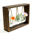 Hot Selling Wooden Frame Hanging Transparent Glass Flower Pots for Home and Garden for Living Room Decorations
