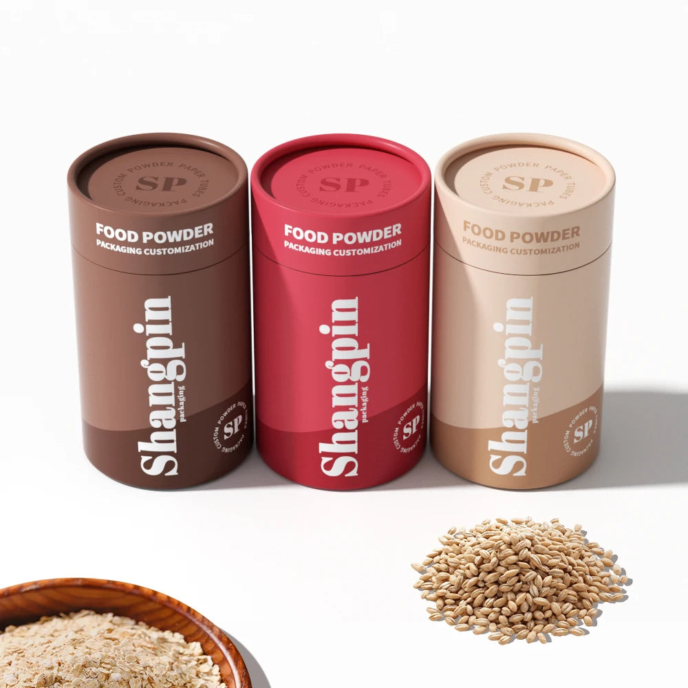 New Arrival UV Printing Food Empty Paper Tube Custom Aluminum Foil Cylinder Powder Spice Oat Cereal Packaging Tube