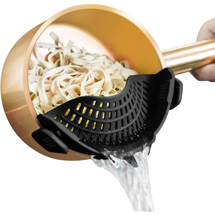 Kitchen Draining Tools Pot Strain Colander Pasta Drainer Food Clip Basket Silicone Strainer Vegetable Washing Colander