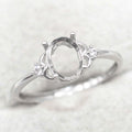 Sterling Silver 6*8mm Semi Mount Ring Empty Frame Blank Support Claw Setting S925 Base Holder Without Center Stone for DIY Inlay