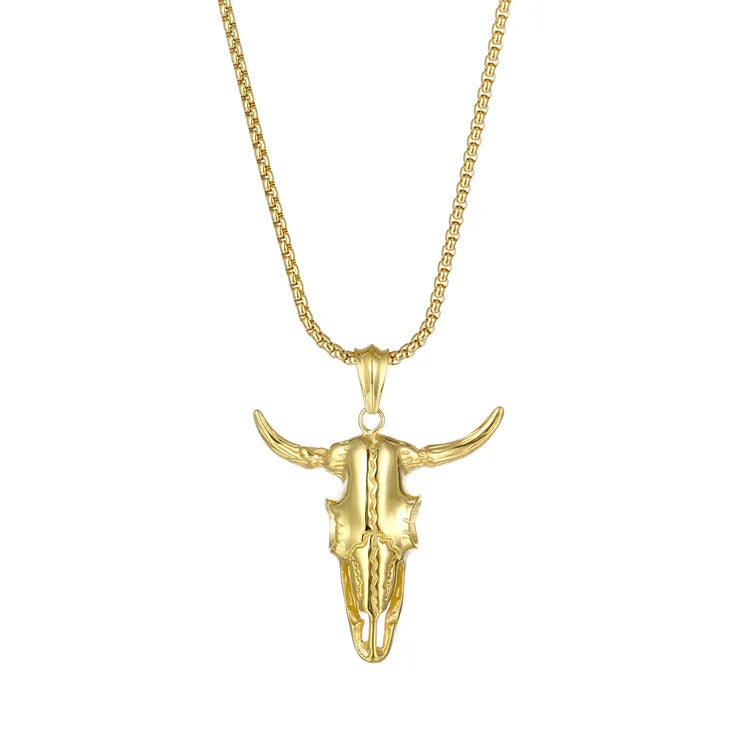 Rock Punk Jewelry  Head Pendant 316L Stainless Steel Gold Bull Head Pendant Hiphop Charm Pendants