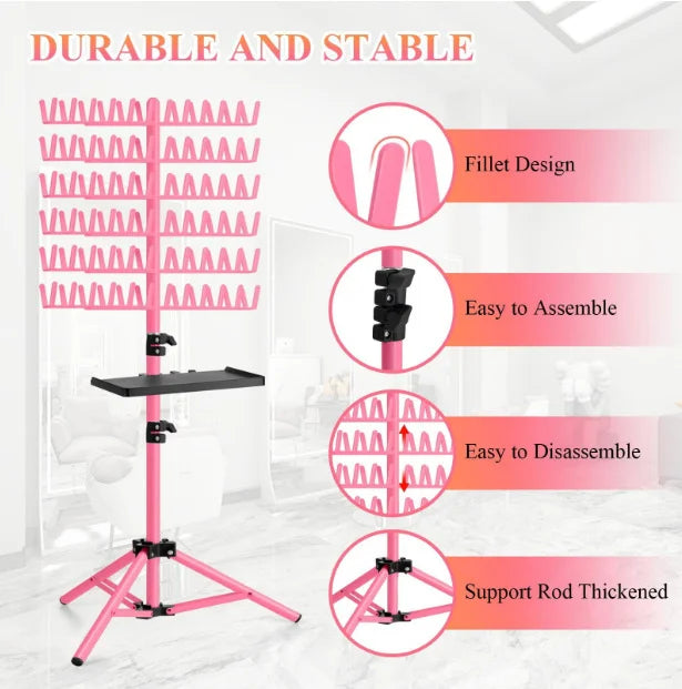 Wholesale Foldable Heavy Duty Wig Braid Hair Rack Holder Braiding Tools for Dirty Dreadlocks Braiding Tray Hair Extension Tools