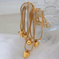 Super Popular Women Love Heart Ball Pendant Necklace Gold Plated Collarbone Chain Unisex