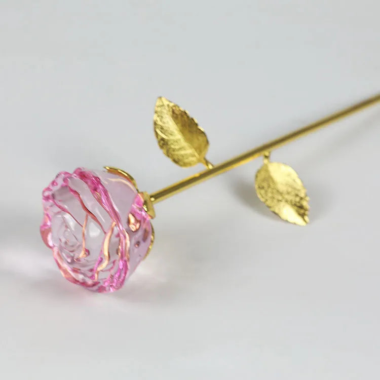 HZ Valentine Day Gifts 24k Gold Rose With Led Light Flower Rose In Glass Dome Unique Gift For Women