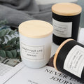 Custom Personalized Private Label Black Matte Glass Scented Candles with Wooden Lid