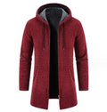 Wholesale Men's Cardigan Sweater Knitting Winter Full Zipper Long Sleeve Thick Cardigan Long Coat Solid Color Warm Jacket
