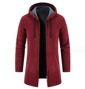 Wholesale Men's Cardigan Sweater Knitting Winter Full Zipper Long Sleeve Thick Cardigan Long Coat Solid Color Warm Jacket