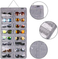 16-Pockets PVC Hanging Organizer Metal Hook Sturdy Rope Dust-Proof Wall Pocket for Sunglasses Storage for Bathrooms Tool