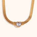 Dingran Fashion Simple Personality Zircon Heart Necklaces Gold Plated Waterproof Choker Necklace for Women