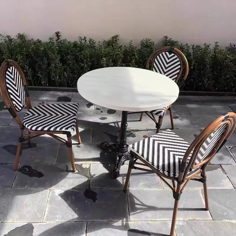 Vine Chair Dining Table Restaurant Coffee Shop Outdoor Garden Rattan French Bistro Table and Chair
