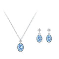Light Luxury Dreamy Sea Blue Jewelry Set S925 Silver Oval Purple Zirconia Pendant Necklace Earrings 2pcs Set for Birthday Gifts