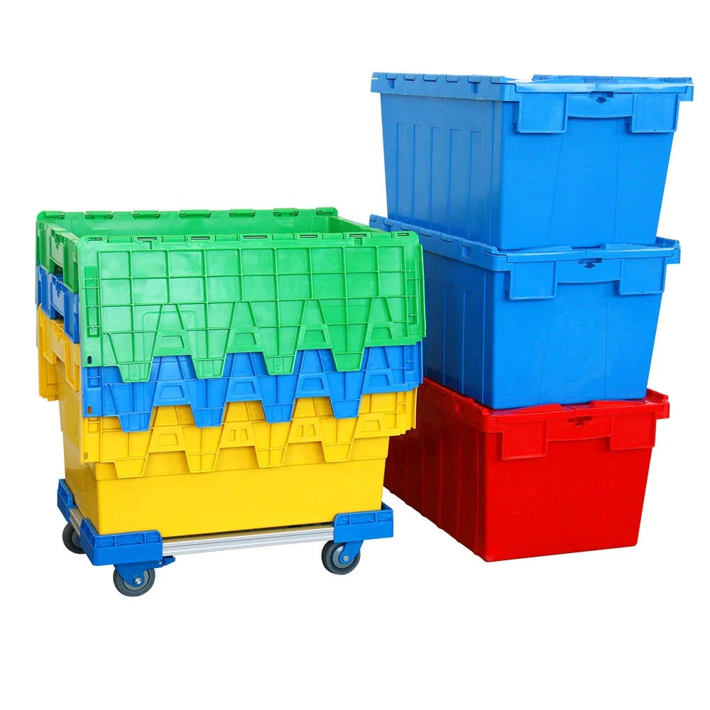 Heavy Duty Warehouse Logistic Relocation Nestable Stackable Plastic Storage Totes Plastic Crates Moving Folding