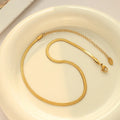 Trendy Women Men 18k Real Gold Flat Herringbone Snake Chain Choker Necklace Silver Stainless Steel Snake Bone Chain Necklace