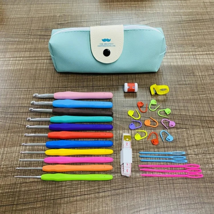 Factory Sale Multicolor TPR Handle 2mm-8mm Crochet Hooks Knitting Knit Needles Crochet Hooks Set