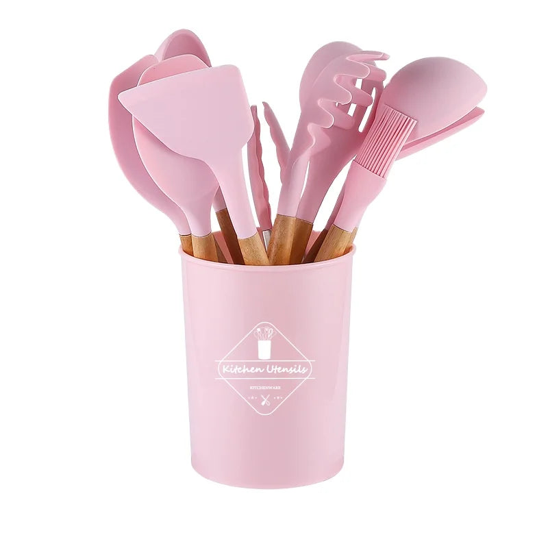 Hot Sale Modern Design 12-Piece Non-Stick Silicone Cookware Set Eco-Friendly Kitchen Utensils and Appliances