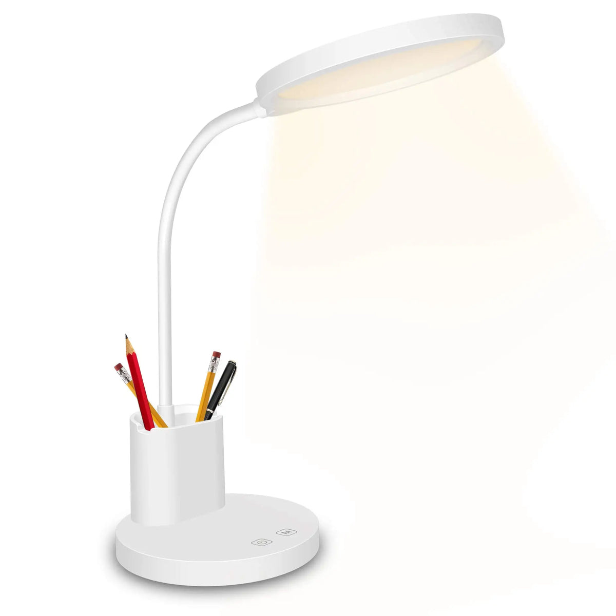 Gooseneck Touch Control LED Desk Lamp Modern ABS 3 Color Mode Stepless Dimmable 360 Flexible Task Light Pen Holder Phone Stand