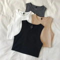 Women's High Waist Slim Inside T-shirt Women's Elastic Short Sleeveless Bottom Shirt Girl Support Custom Cropped tank Top