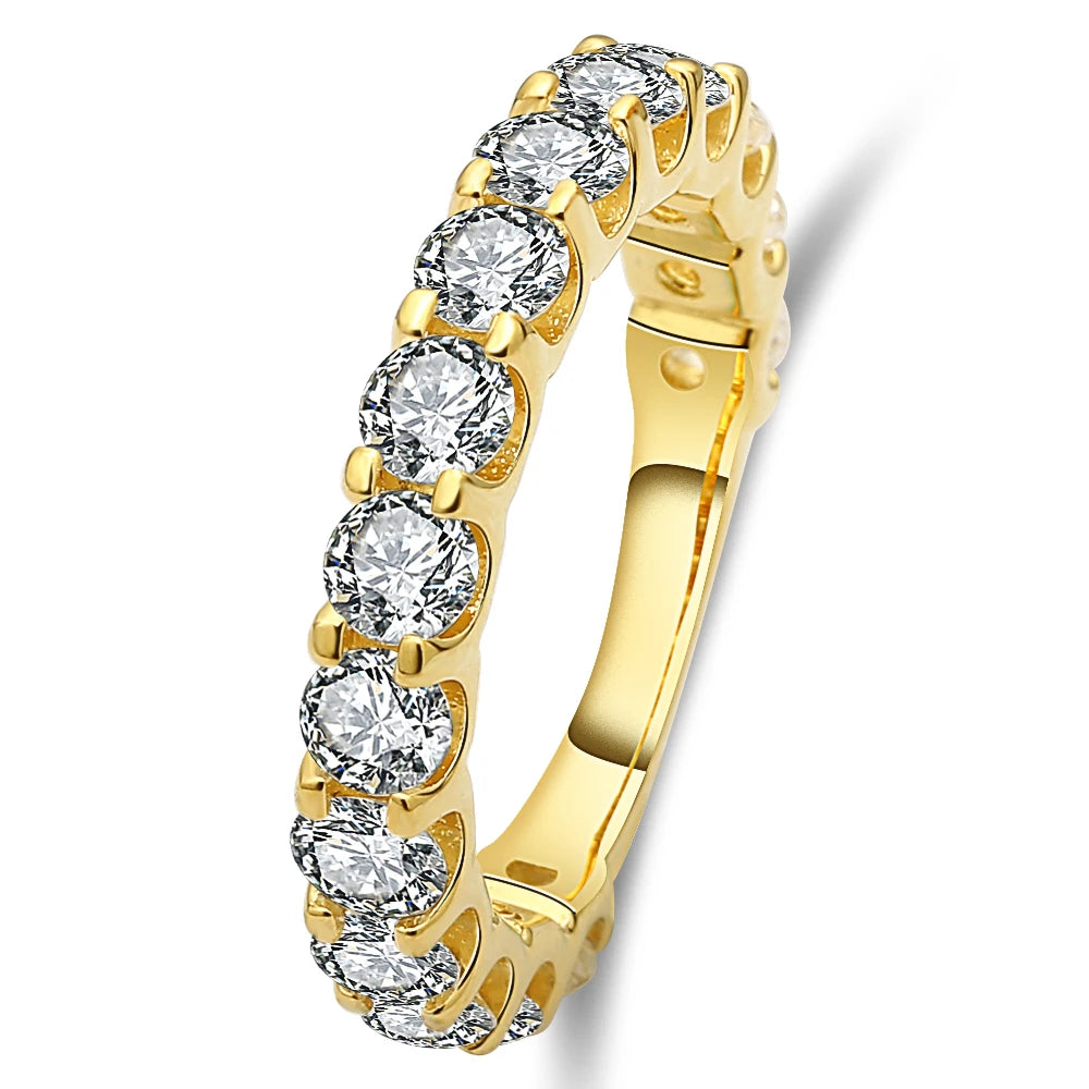 Abiding Fine Quality Wedding Rings White Cubic Zirconia Eternity Ring Band Luxury Engagement 925 Sterling Silver Ring Wholesale