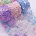 Fashion Hair Garments Accessory 10cm Wide 3d Chiffon Flowers Embroidery Mesh Net Sequined Embroidered Lace Trimming Multi-color