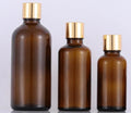 Factory Produced Amber Glass Bottle Gold Cap Luxury Cosmetic and  Frosted Bottle Glass for Essential Oil  Tawny Bottle