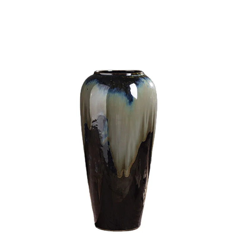 Creative Handmade Chinese Retro Gradient Glazed Ceramic Vase for Home Office Living Room Decor