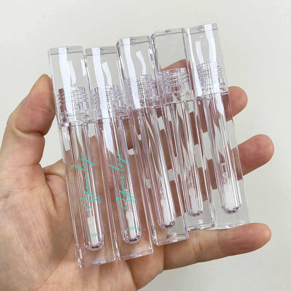 Private Label  PETG Full Transparent Cylinder Crystal Lipgloss Container Cute 3.5 ml Clear Lip Gloss Tube