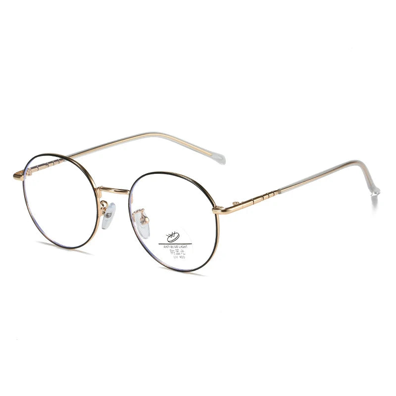 Metal Round Optical Eyewear Fashion Glasses Spectacle Frame Retro Blue Cut Computer Glasses Anti Blue Light Blocking Glasses