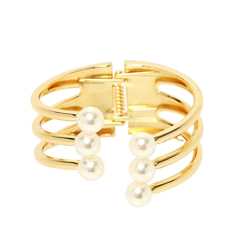 New Design Women Gold Bangle Bracelet Fashion Alloy Bangle With Pearls Jewelry Gift