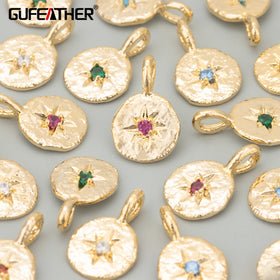 ME61 Jewelry Accessories18k Gold Rhodium Platedcoppernickel Freezirconcharmsdiy Pendantsnecklace Making Findings6pcs/lot
