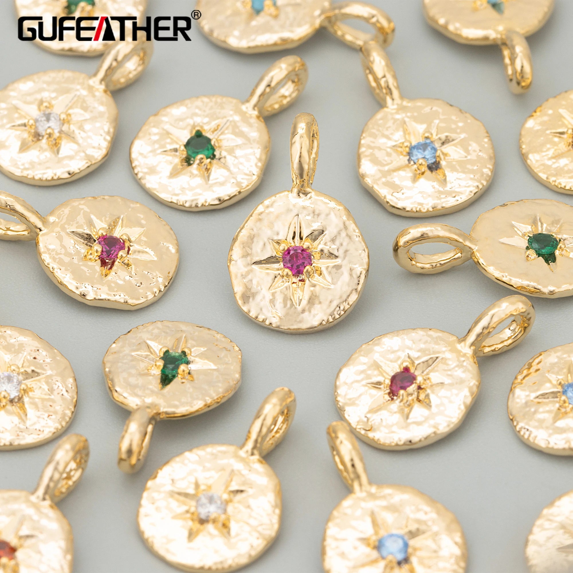 ME61 Jewelry Accessories18k Gold Rhodium Platedcoppernickel Freezirconcharmsdiy Pendantsnecklace Making Findings6pcs/lot