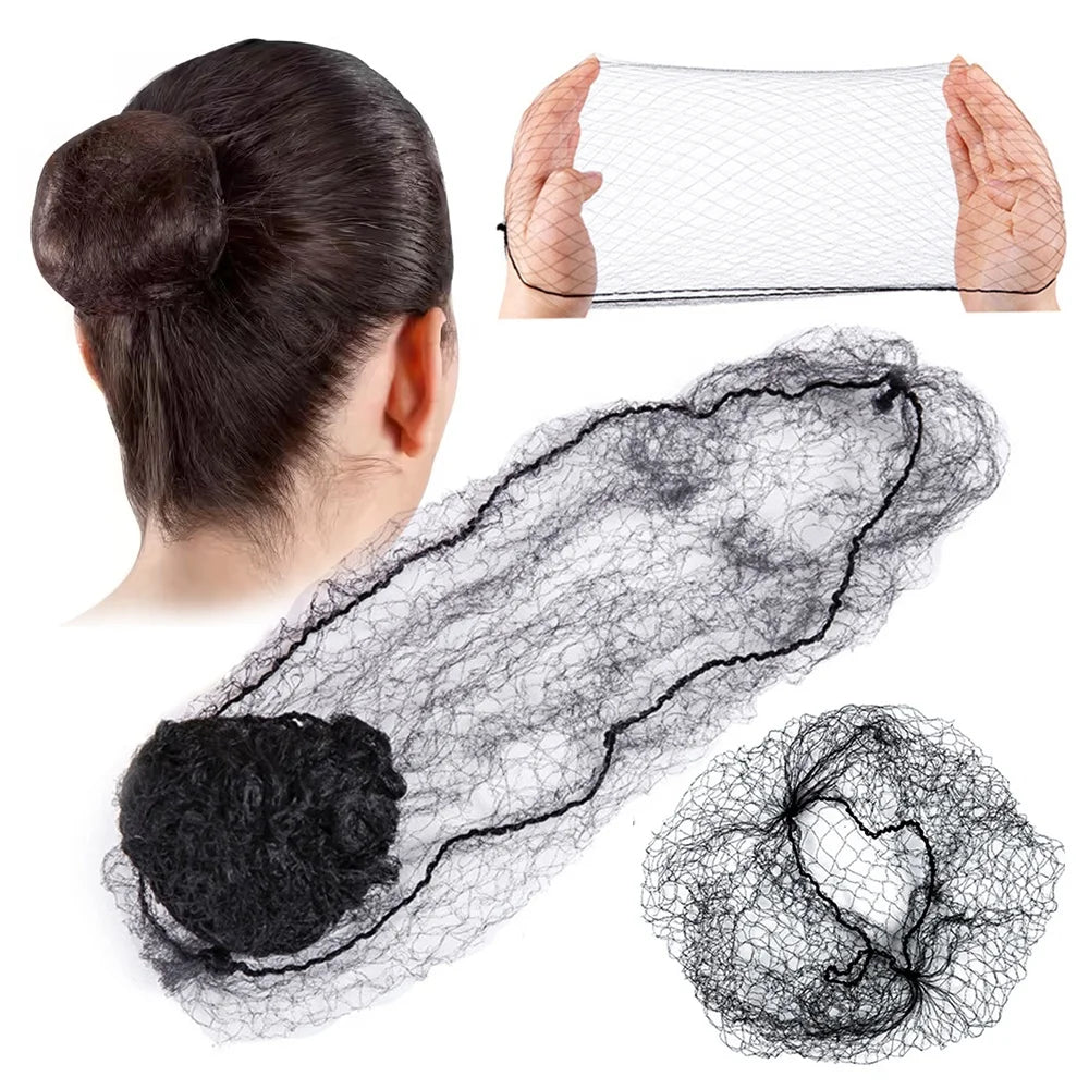 Invisible Elastic Edge Mesh Hair Bun Wig Hair Nets-20 28 30 36 40 Inches 10mm Aperture for Ballet Dance Hair Extensions