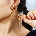 2025 New Bohemian Vacation Style Women's Earrings Multi Color Glass Hand Woven Beaded Flower Tassel Earrings
