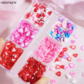 Valentine's Day Red Love Heart Polymer Clay Flakes for Nail Charms DIY Valentine Lollipop Nail Decoration Sticker Deca;