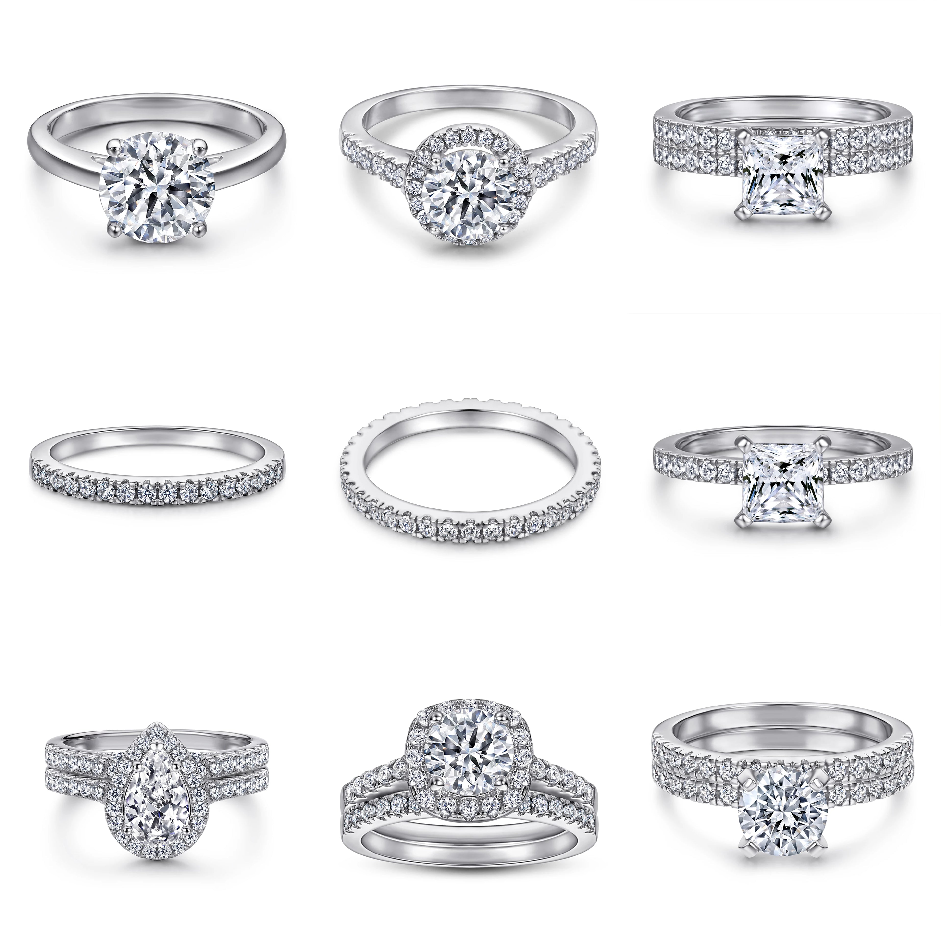 2025 New Design Sterling Silver 925 Jewelry Cubic Zirconia Prevent Rust Ring for Women